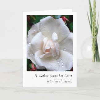 Carte de fête des mères avec Rose blanche