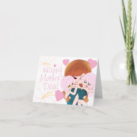 Carte de fête des mères avec ses jumeaux (Devant)