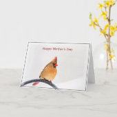 Carte de fête des mères avec un cardinal (Fleur jaune)