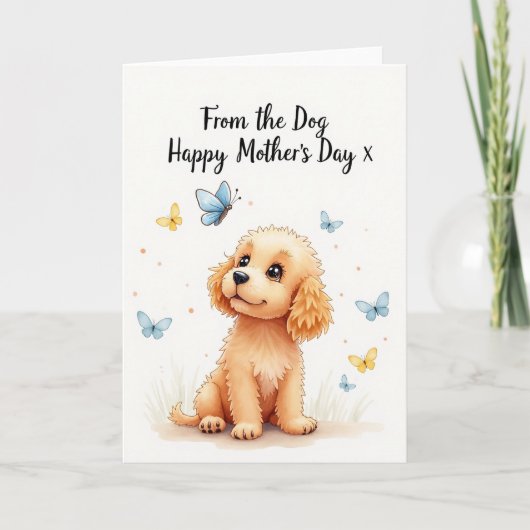 Carte de fête des mères avec un chiot mignon (Devant)