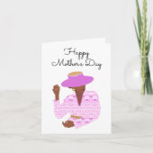Carte de fête des mères avec une femme rose classi (Devant)