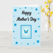 Carte de Fête des Mères Bleu Clair Joyeuse (Fleur jaune)