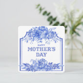 Carte de fête des mères bleu et blanc (Debout devant)