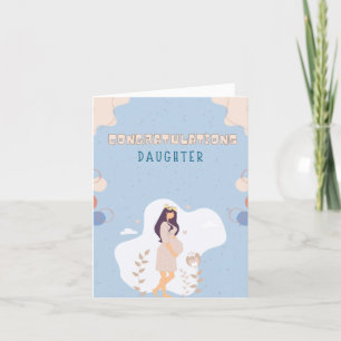 Carte de fête des Mères bleue pour fille enceinte