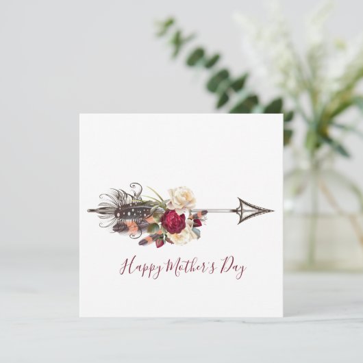 Carte de fête des mères Boho Floral Arrow moderne (Debout devant)