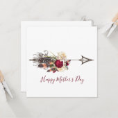 Carte de fête des mères Boho Floral Arrow moderne (Devant/Arrière en situation)