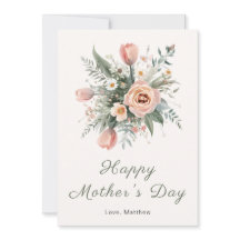 Carte de fête des mères Bouquet de tulipes à l'aqu