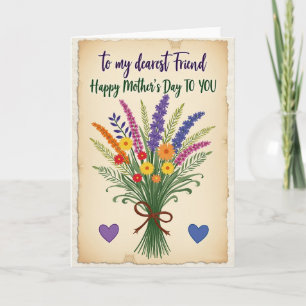 Carte de fête des mères Bouquet rustique