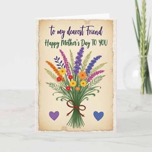 Carte de fête des mères Bouquet rustique (Devant)