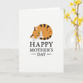 Carte de Fête des Mères Chat Endormi (Fleur jaune)