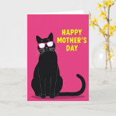 Carte de fête des mères Cool Cat (Fleur jaune)