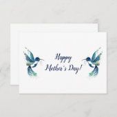 Carte de fête des mères de deux colibris bleus (Devant / Derrière)