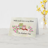 Carte de fête des mères de Mama Owl (Fleur jaune)