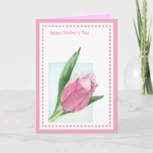Carte de fête des mères de Tulipes roses