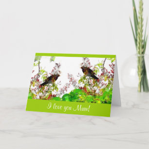 Carte de fête des mères des oiseaux noirs et des r