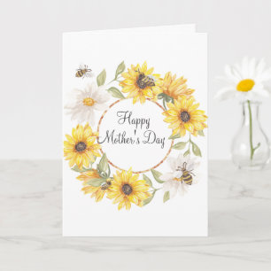 Carte de fête des mères des tournesols de fleurs d