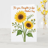 Carte de fête des mères dorée pour fille (Fleur jaune)