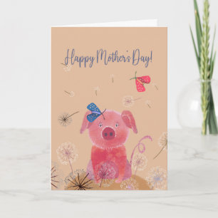 Carte de fête des mères Dreamy Pig
