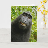 Carte de fête des mères drôle de singe selfie (Fleur jaune)