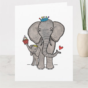 Carte de Fête des Mères Éléphant et Bébé Personnal
