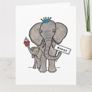 Carte de Fête des Mères Éléphant et Bébé Personnal