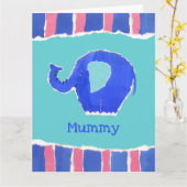 Carte de fête des mères éléphant mignon personnali (Fleur jaune)