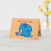 Carte de fête des mères Eléphants mignons personna (Fleur jaune)