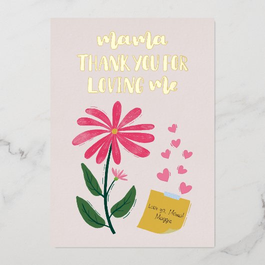 Carte de fête des mères en papier d'aluminium (Recto)