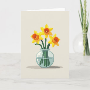 Carte de Fête des Mères en Pixel Art Floral