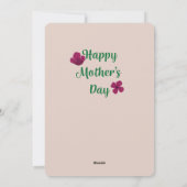 Carte de fête des mères en pot aux fleurs mignonne (Dos)