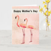 Carte de fête des mères Flamants roses roses (Fleur jaune)