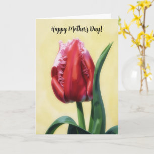 Carte de Fête des Mères Fleur d'Art Floral Tulipe