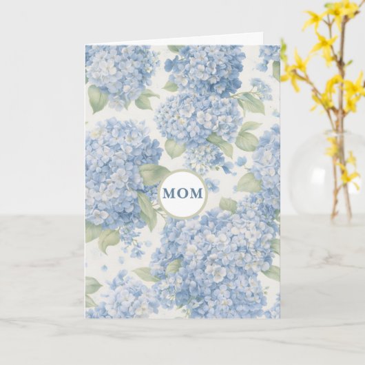 Carte de Fête des Mères Fleurie Hydrangea Bleue Ca (Fleur jaune)