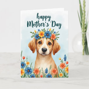 Carte de Fête des Mères Fleurie pour Chien Douce