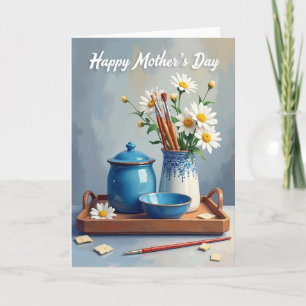 Carte de Fête des Mères Fleurs Azurées Joyeuse