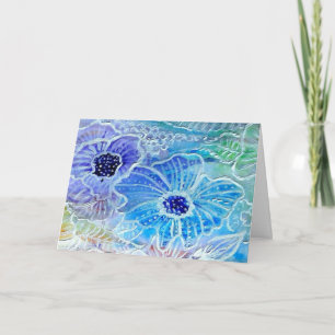 Carte de fête des mères fleurs bleues Peinture