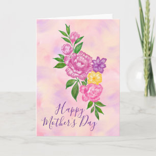 Carte de Fête des Mères Fleurs Vibrantes