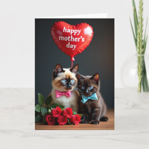 Carte de fête des mères Floral Kitten