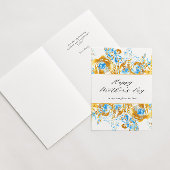 carte de fête des mères florale bleue et or