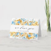 carte de fête des mères florale bleue et or joyeus (Devant)