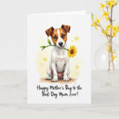 Carte de fête des mères florale Chiot adorable (Fleur jaune)