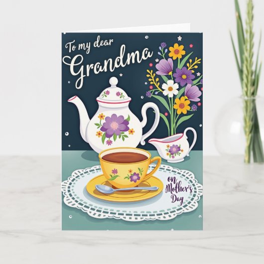 Carte de Fête des Mères Florale pour le Thé (Devant)