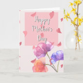 Carte de fête des mères florale rose et lavande (Fleur jaune)