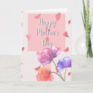 Carte de fête des mères florale rose et lavande