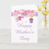 Carte de fête des mères florale rose et violette (Fleur jaune)