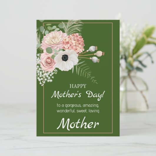 Carte de fête des mères florale rustique – Fleurir (Debout devant)