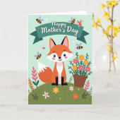 Carte de fête des mères Fox Floral (Fleur jaune)