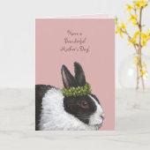 Carte de fête des mères Funny Bunny (Fleur jaune)