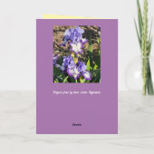 Carte de Fête des Mères Iris Pourpre fleur florale (Dos)