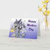 Carte de fête des mères Iris violet (Fleur jaune)